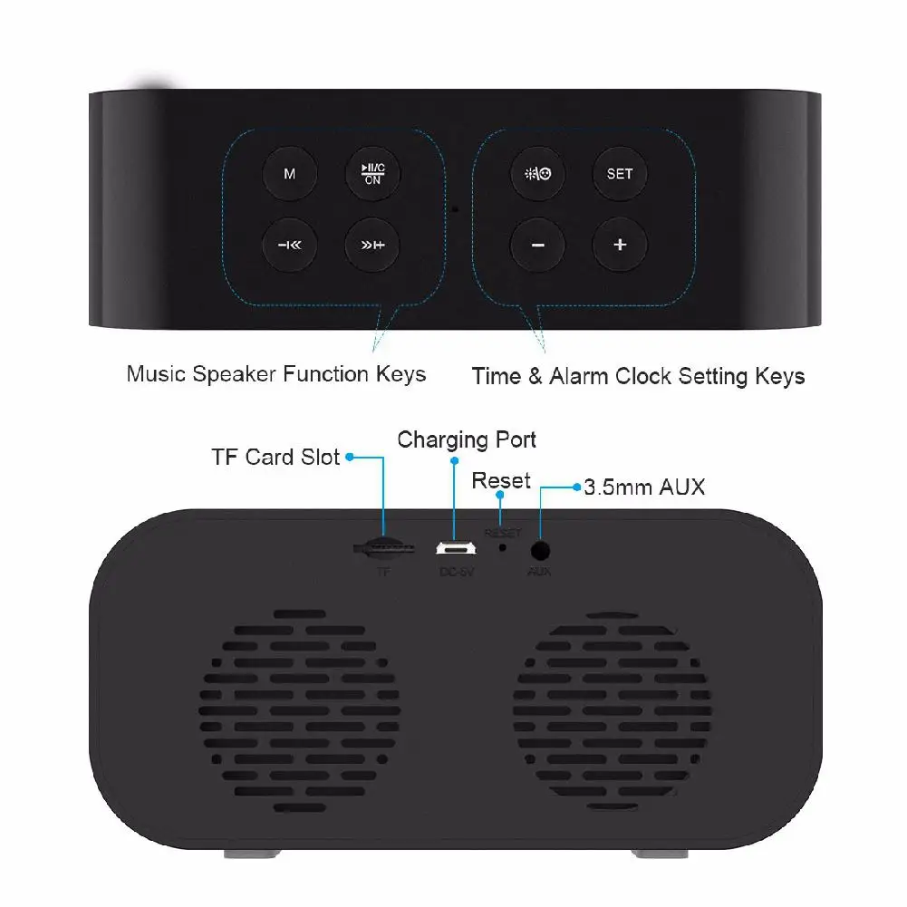 BEESCLOVER Bluetooth динамик s светодиодный Будильник беспроводной мини зеркальный динамик с экраном