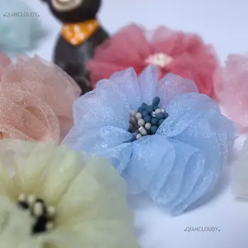 

100 pieces Artificial Gauze silk Flower Heads wedding decoration Birthday Party Decorative Faux Gifts hair dress accessory A24