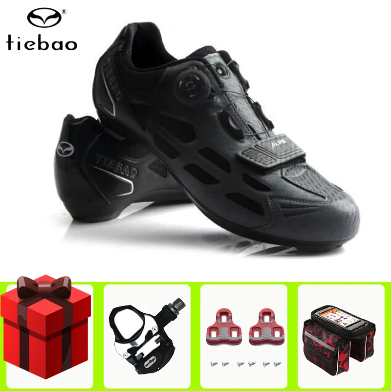 TIEBAO/Обувь для велоспорта; Мужская обувь для езды на велосипеде; комплект с педалью; профессиональная команда; велосипедная обувь; резиновая дышащая обувь; разблокированная велосипедная обувь; Zapatillas Ciclismo - Цвет: add all