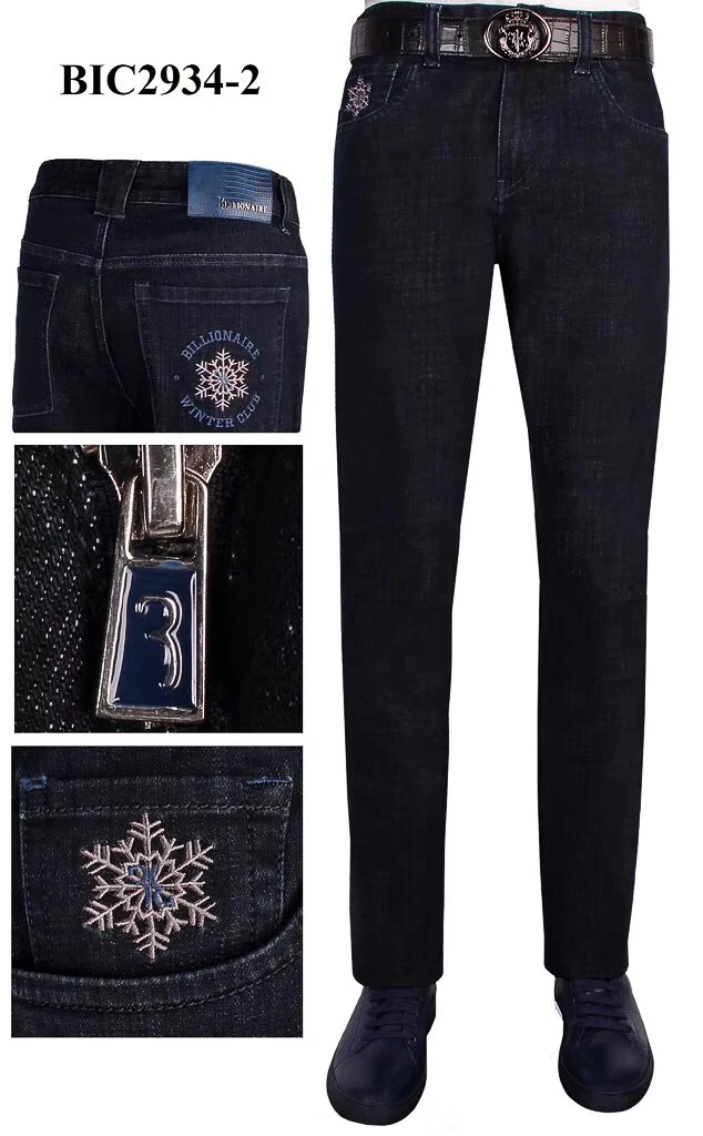 

BILLIONAIRE Jeans men 2019 Winter new cotton Cowhide Fashion Business casual embroidery Thick high quality free shippng