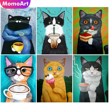 

MomoArt 5D DIY Diamond Painting Cat Cross Stitch Kit Diamond Embroidery Sale Animal Mosaic Rhinestones Art Home Decoration