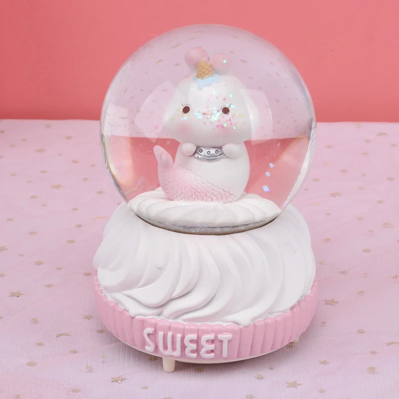 Sweet Mermaid Dollhouse Miniature in crystal ball w//Lights and music B-013