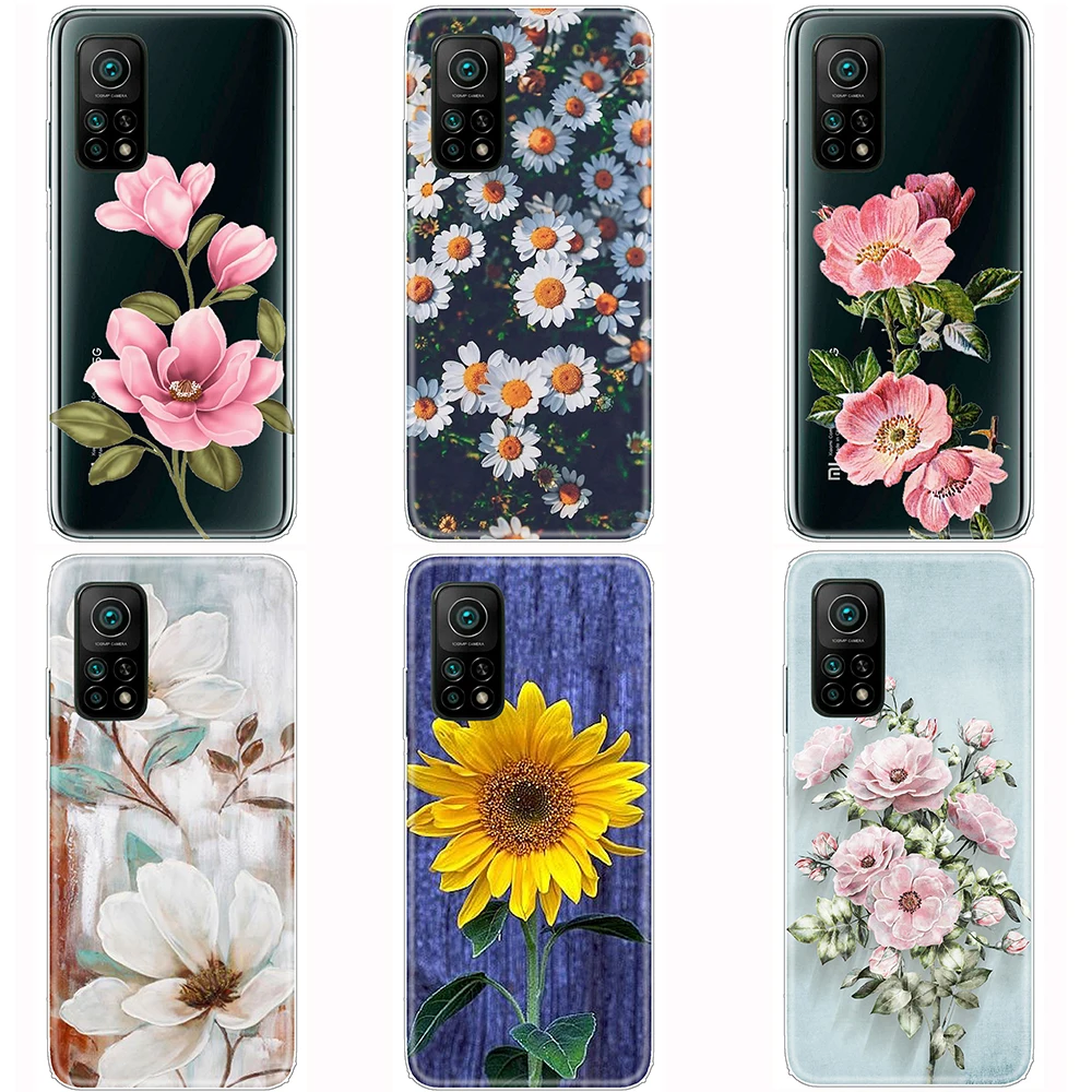 

Case for Xiaomi Mi 10T Silicon Flowers Tpu Transparent Mi10T Pro Mi 10T Lite Women's Cases Shockproof Etui Bumper Fundas Coque
