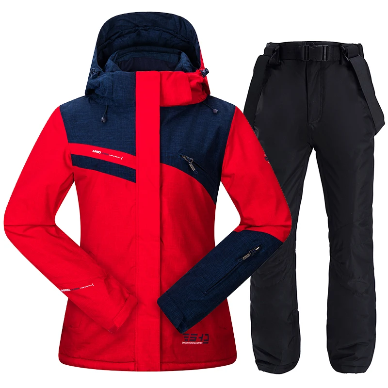 Women Ski Suit Skiing Snowboarding Jackets Ski Pants Windproof Waterproof Suits Winter Sports Thick Warm Set ski jacket