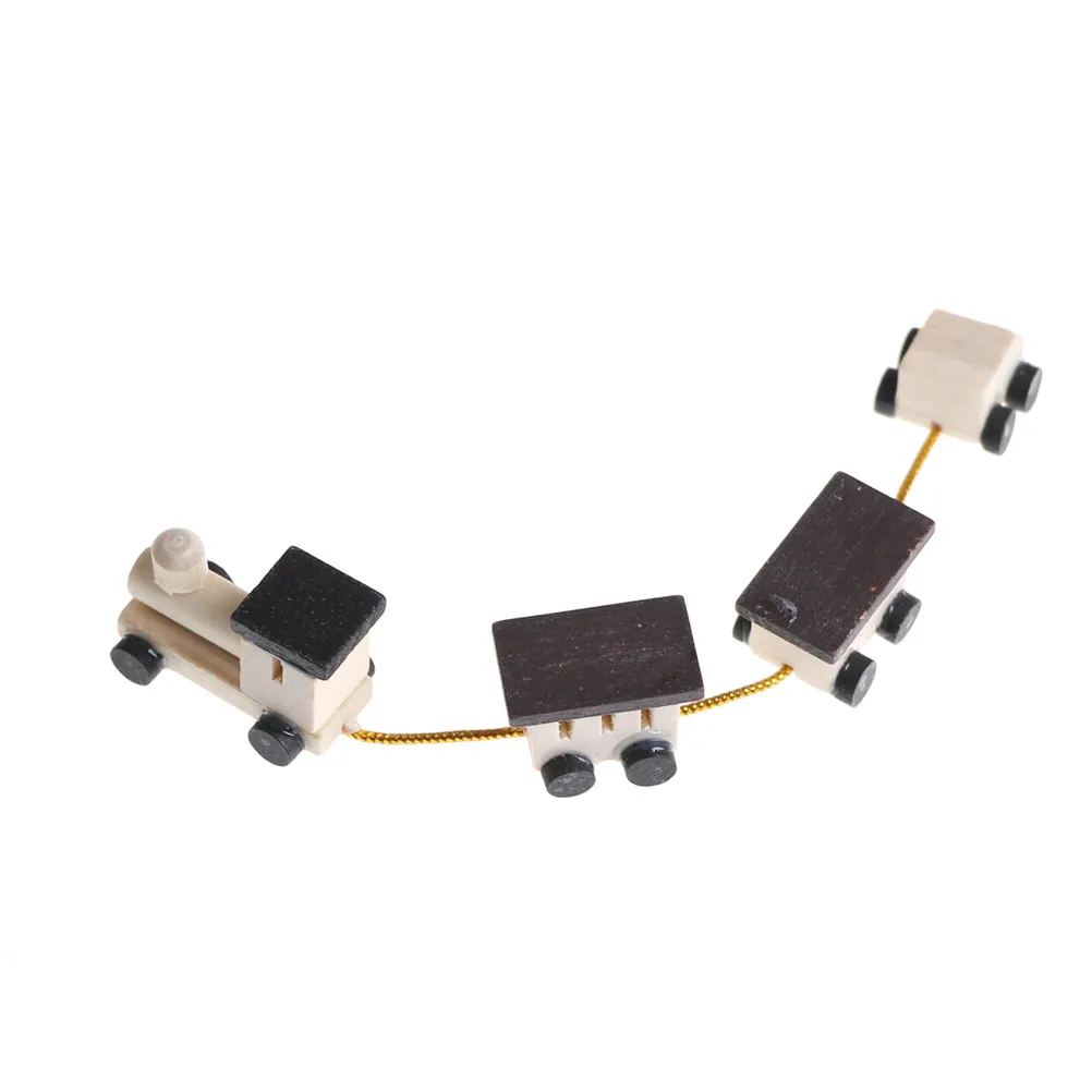 1Set 1/12 Dollhouse Miniature Mini Wooden Train Simulation Model Toys For Doll House Decoration Accessories