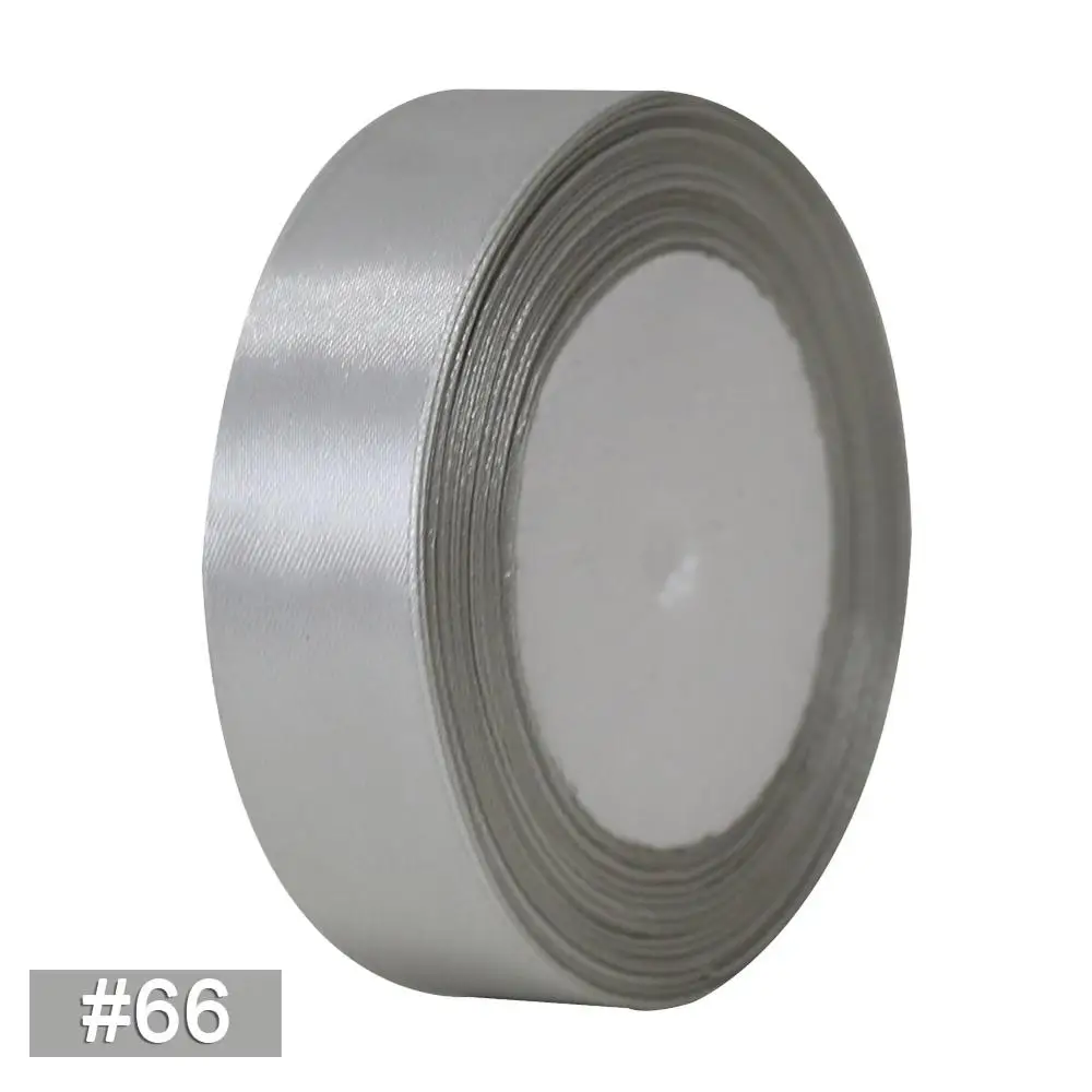 66 silver gray 25 ярдов/рулон шелк атласная лента швейная 6/10/15/20/25/40/50 мм поделки своими руками подарок Обёрточная бумага для свадьбы, Рождества, ленты вечерние украшения - Цвет: 66 silver gray