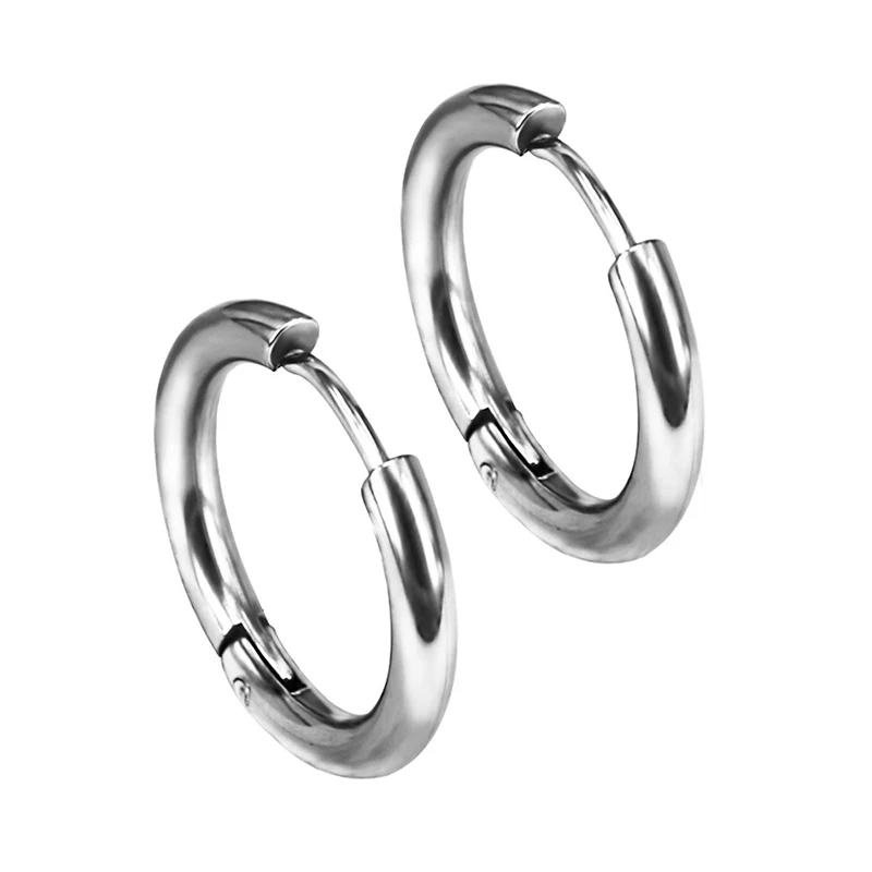1 Pcs Women Small Chic Hoop Earrings Stainless Steel Circle Round Men Ear Ring Bone Buckle Jewelry Accessories | Украшения и