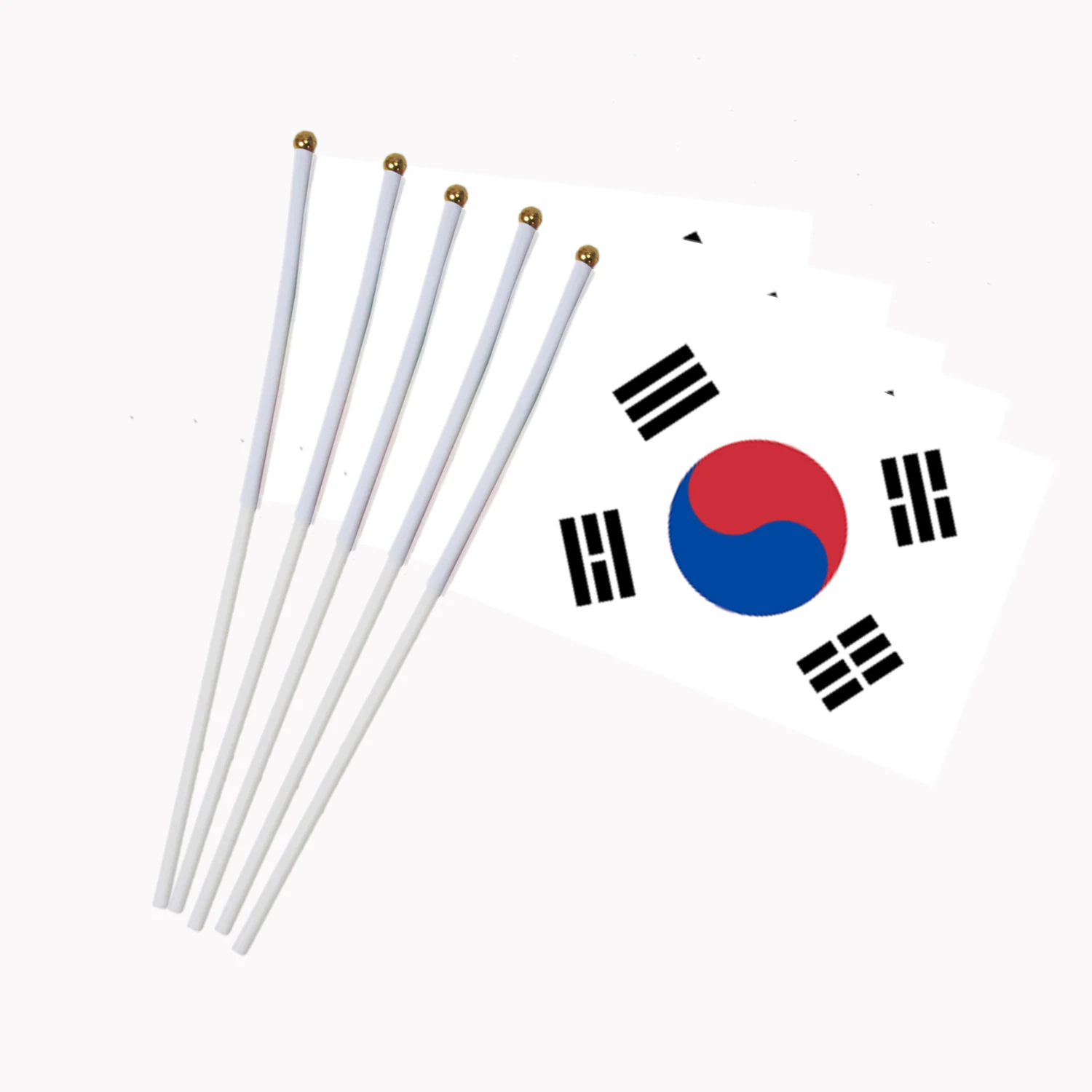 5pcs Korean flags 5 шт. палка флаг 14*21 см ручной мини-флаг с белый шест-яркий цвет и не выцветает ручные палки флаги - Цвет: 5pcs Korean flags