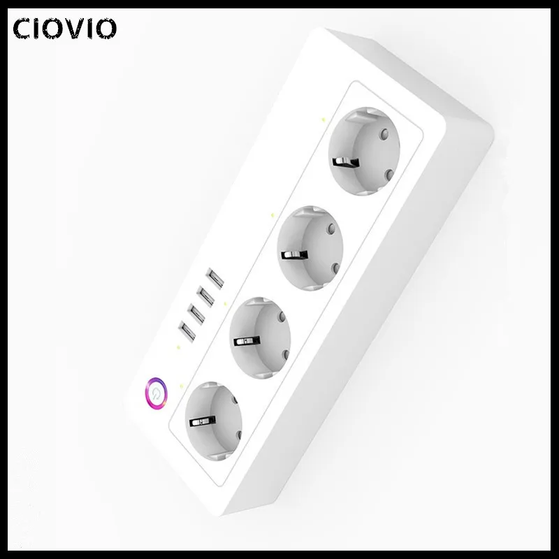 CIOVIO 1 шт. Wifi smart EU несколько розеток питания 4 USB порта Голосовое управление работа умная жизнь