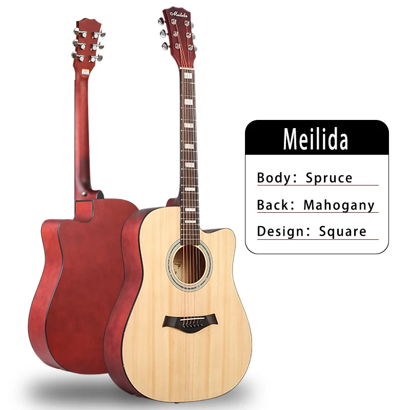 MLD-4110 Andrew / Meilida / Laiersi 41-inch folk guitar Picea Asperata Mahogany dot square guitar - Цвет: MLD-4110
