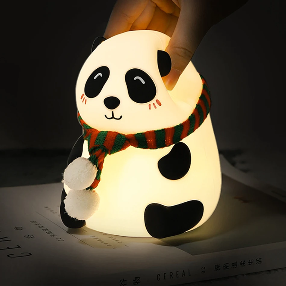 Led Cartoon Silicone Lamp Panda USB Rechargeable Touch Sensor Colorful Silicone Lamp Bedroom Bedside Lamp for Children Kids images - 6