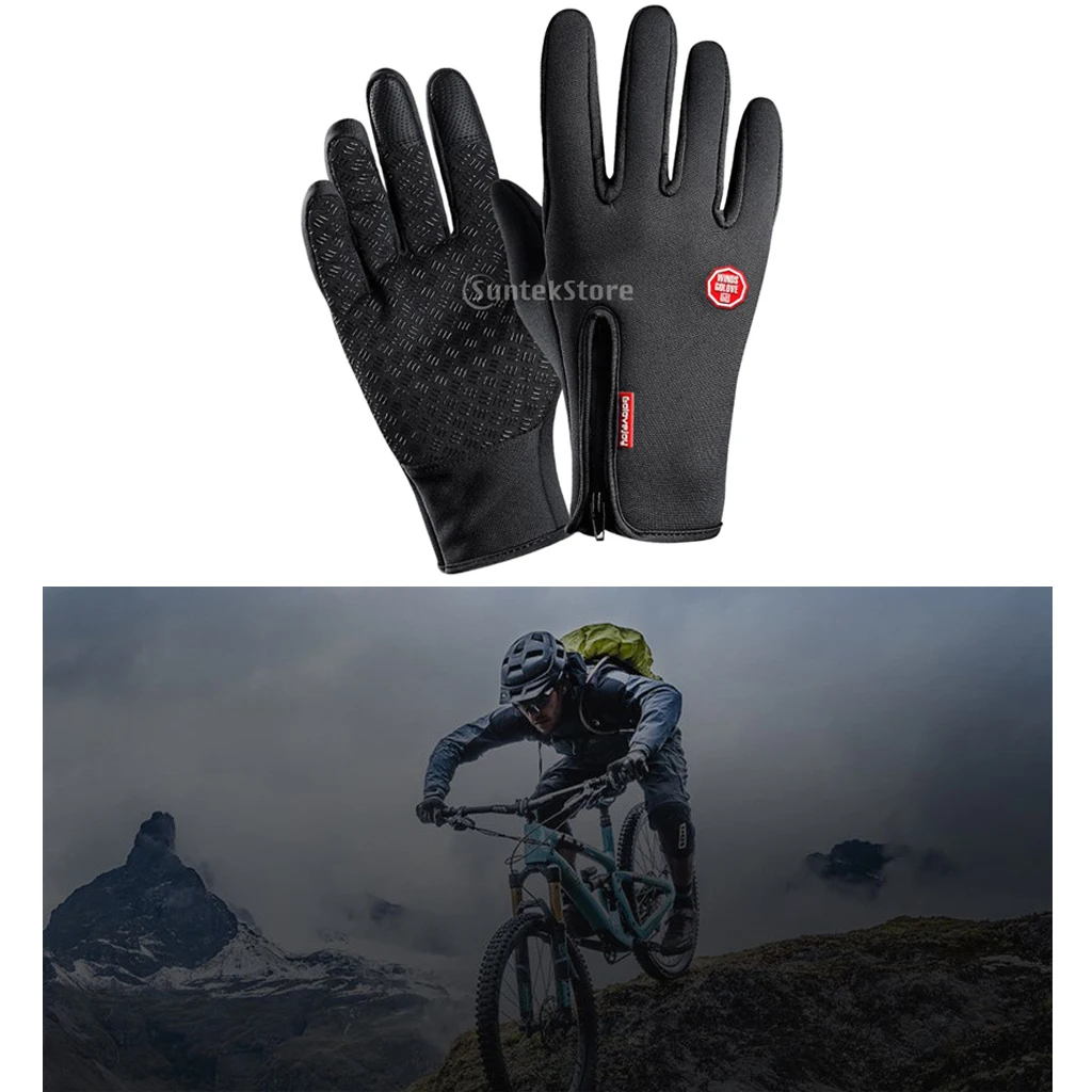 Nylon Windproof Fishing Hunting Cycling Gloves Winter Warm Gloves Black