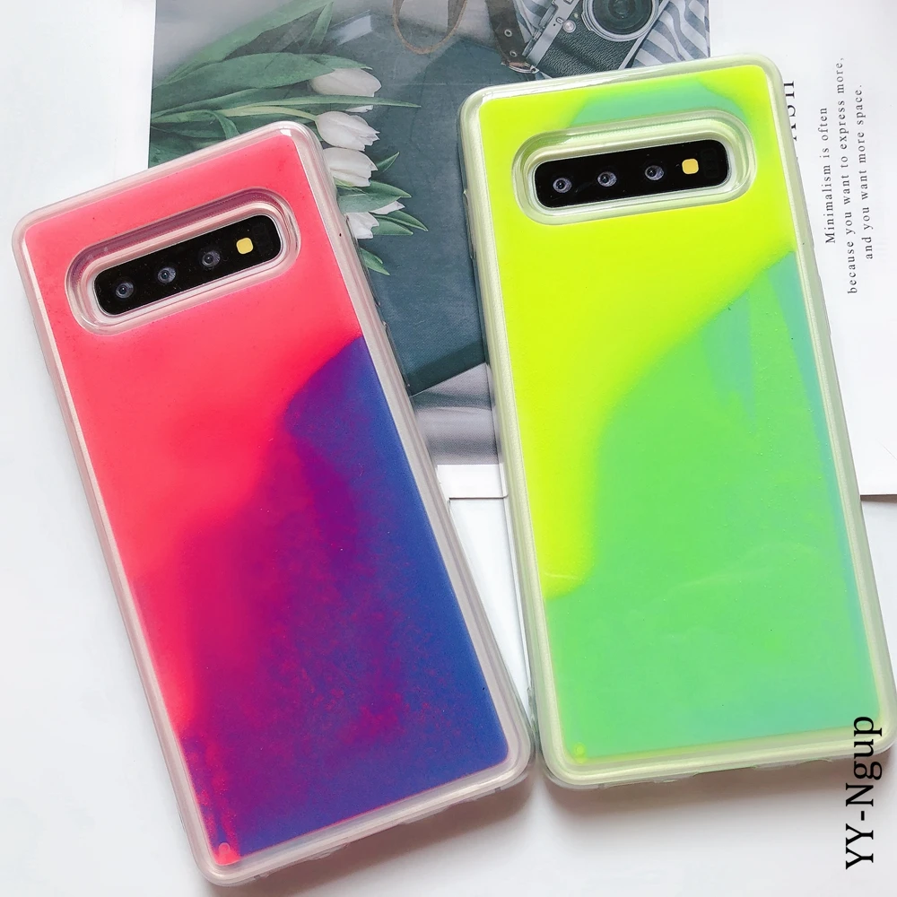 Светящийся чехол для samsung A50 A70, светящийся в темноте Блестящий Жидкий чехол для samsung Galaxy A10 A20 A30 A40 A50 A70 telefon Case