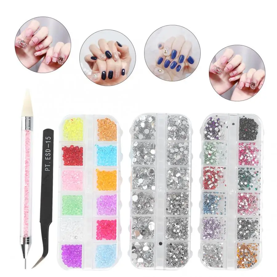 Nail Art DIY Маникюрный Инструмент плоская остроконечная основа мини-бисер набор украшений для дизайна ногтей