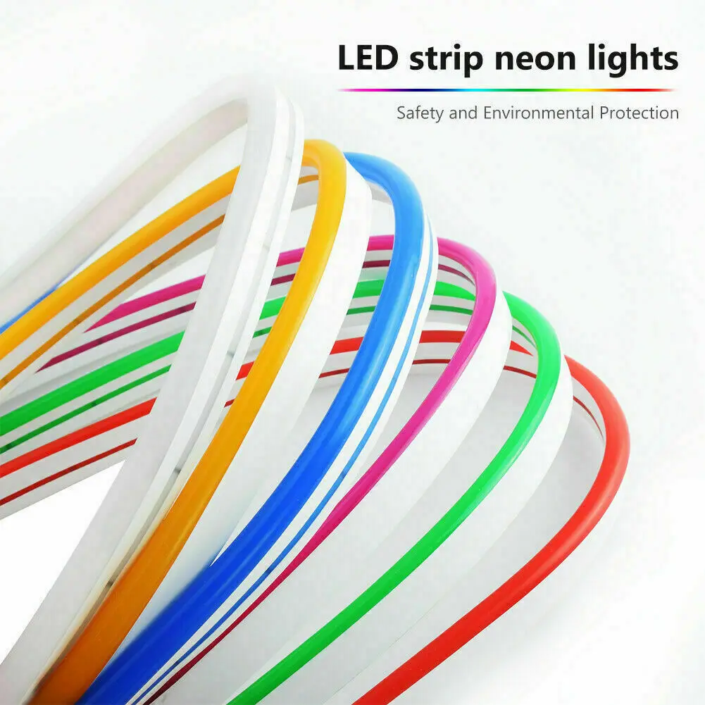 

5M/16.4ft 12V Neon LED Strip Light Flexible Signs Waterproof Rope Clube Holiday Decoration Silicone Bar Party Xmas Colorful Pub