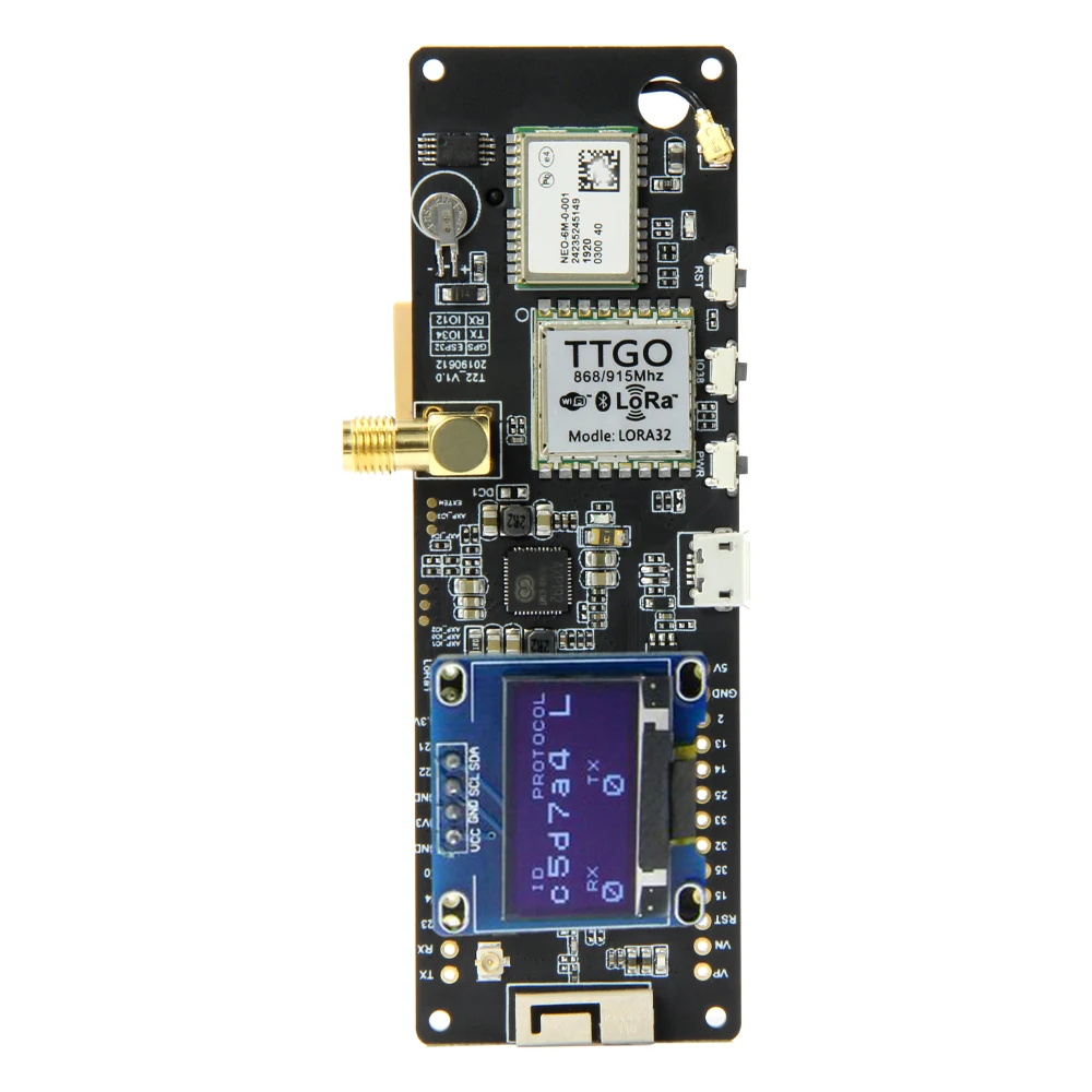 TTGO Т-образной балки V1.0 ESP32 433/868/915/923 МГц Bluetooth модуль беспроводного доступа Wi-Fi, ESP32 gps NEO-6M SMA 18650 Батарея держатель с органическим светодиодом