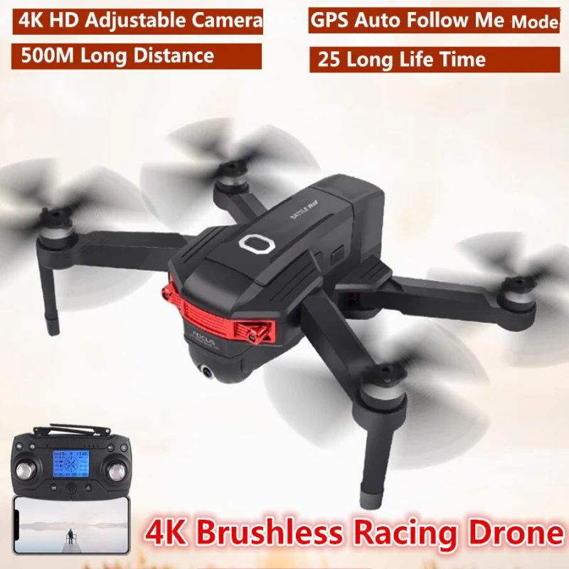 

Long Flying 25 Mins Brushless Folding Drones with 4K HD Camera Optical Flow GPS Follow Me Smart Aerial WIFI FPV RC Drone VS B4W