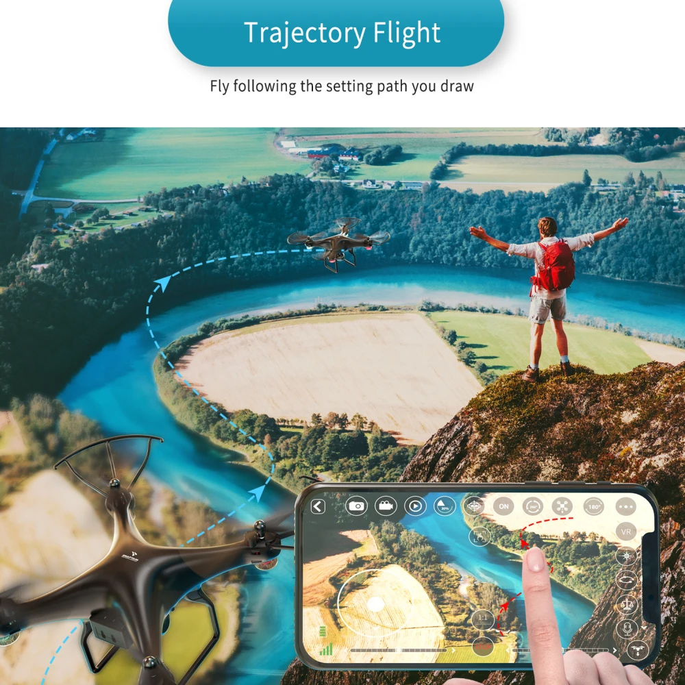 SNAPTAIN SPF600MQ Drone with Camera WiFi FPV RC Quadcopter 720P HD Camera Voice Gesture Control RC dron for Beginners gift