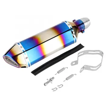 

Stainless Steel 51mm Blue Exhaust Silencer Muffler Pipe Universal Motorcycle Modification Parts