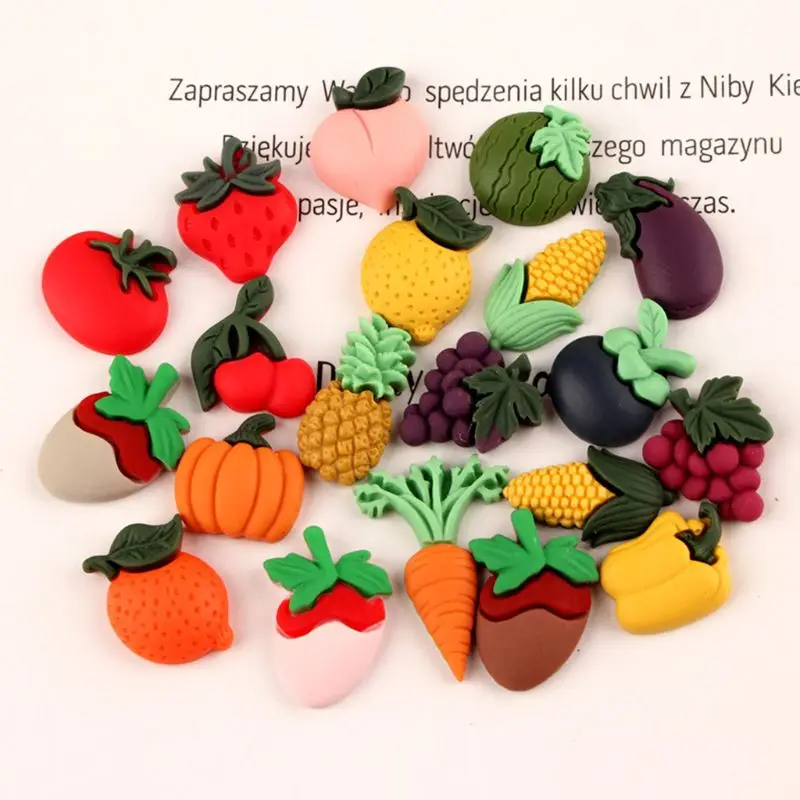 

10Pcs/Pack Assorted 3D Resin Fruits Flat Back Beads Button Kids Bow DIY Craft Embellishments for Scrapbooking Hair Clip Decor