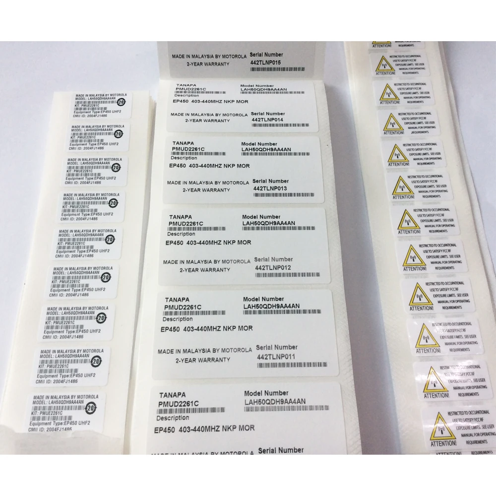 

60set Of Each VHF Chassis Labels And UHF Labels For EP450