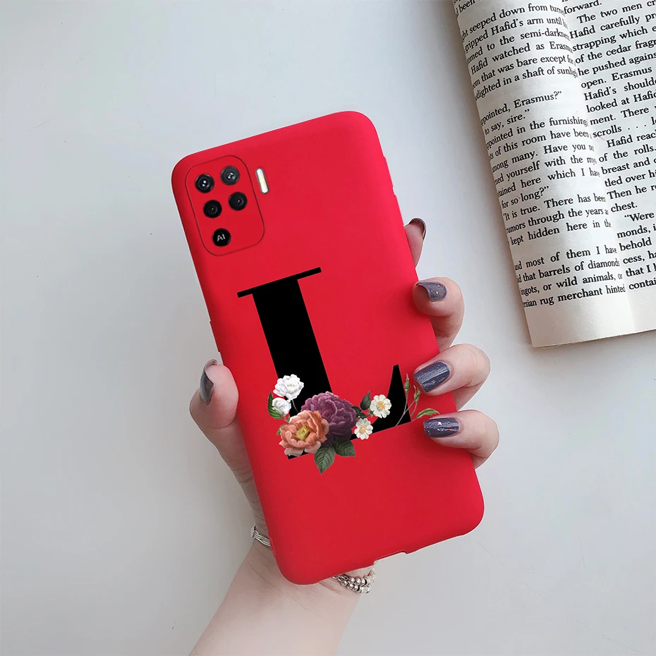 cases for oppo phones For Oppo Reno 5 Lite Case Letters Monogram ABC Flower Soft Silicone Back Cover For Oppo Reno5 Z Reno 5 F Z Lite 5F 5Z 5Lite Case oppo phone back cover