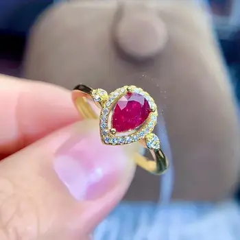 

Natural And Real Ruby Ring Gemstone Wedding Engagement Rings for Women Fine Jewelry Gift Wholesale