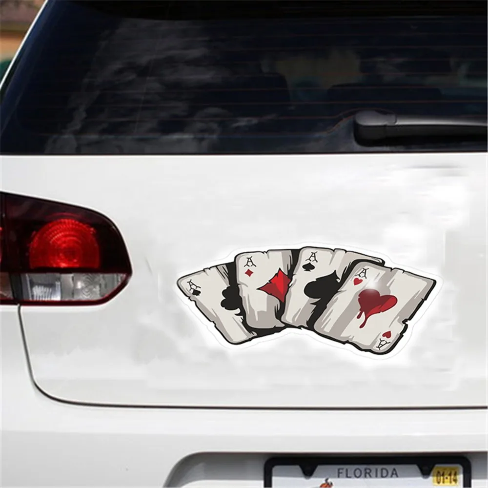 Игральные карты Светоотражающая наклейка для автомобиля ПВХ наклейки с персонажами из мультфильмов креативный мотоцикл автомобиль покер графика безопасность дорожный стикер s 15,2*9,8 см