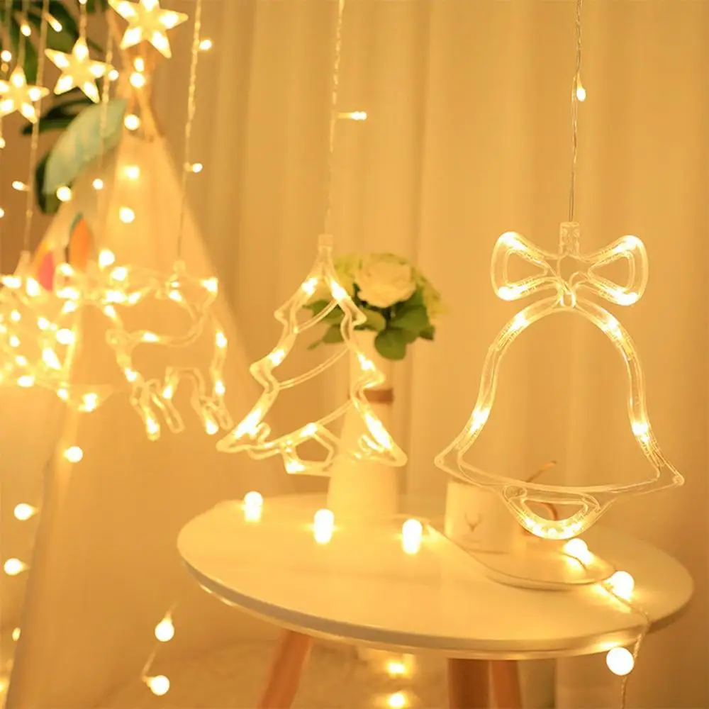 

Christmas Decorations for Home 2.5 meters EU/US LED Curtain String Light Flash Fairy Garland Happy New Year 2021 Noel Navidad