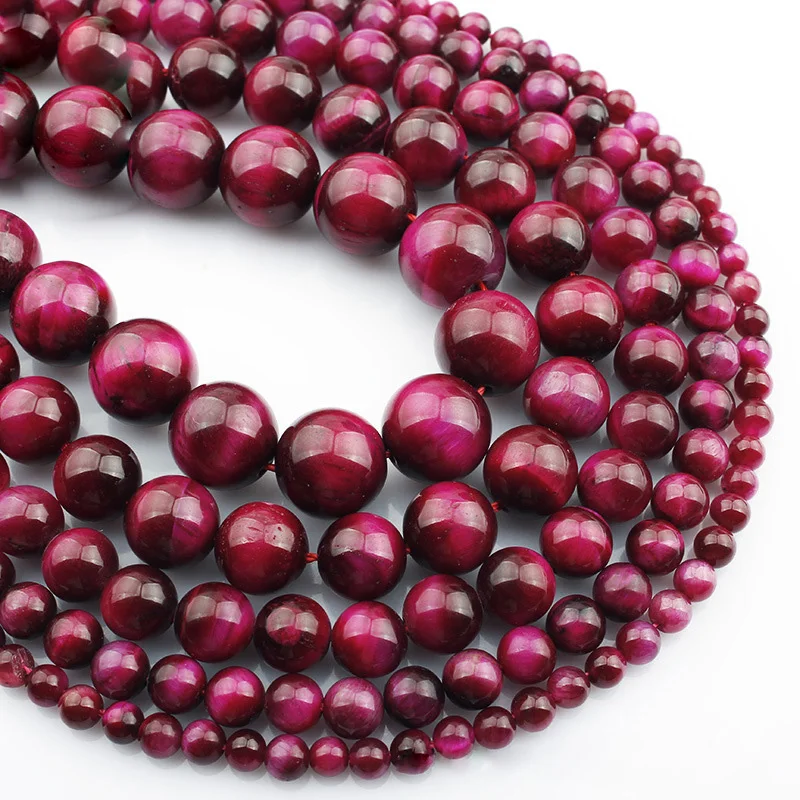 

15"(38cm) Strand Round Natural Rose Tiger's Eye Stone Rock 4mm 6mm 8mm 10mm 12mm Beads lot for Jewelry Making DIY Bracelet