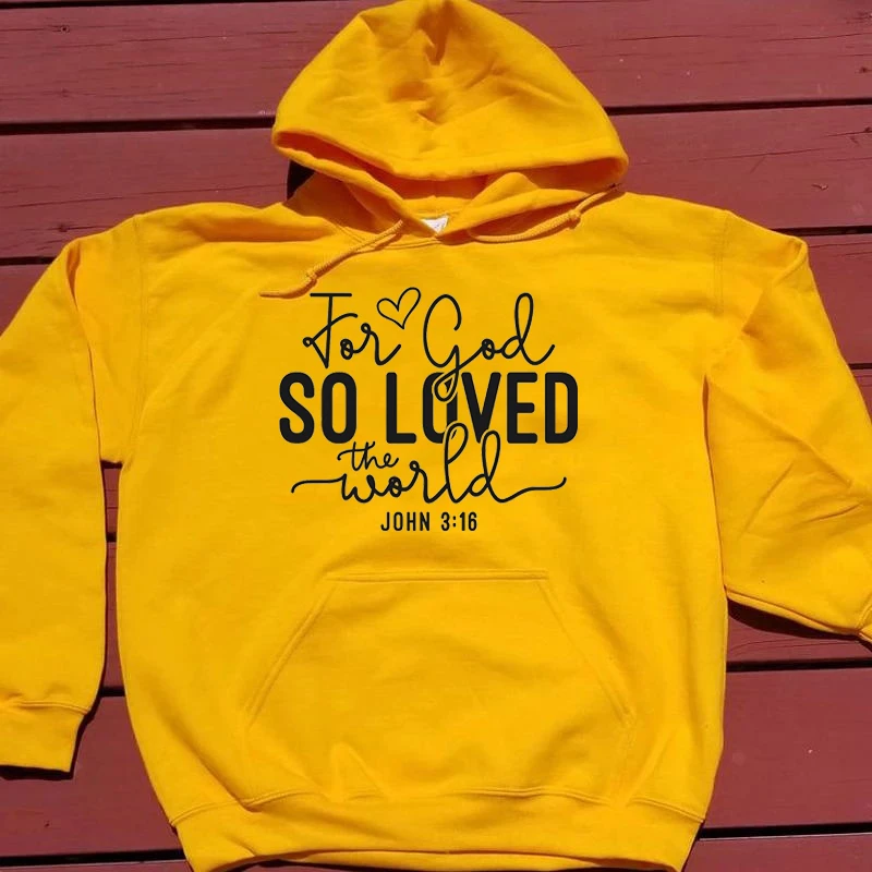 Толстовки с капюшоном для женщин с надписью «God So Love The World», Модные женские вечерние хипстерские топы из чистого хлопка