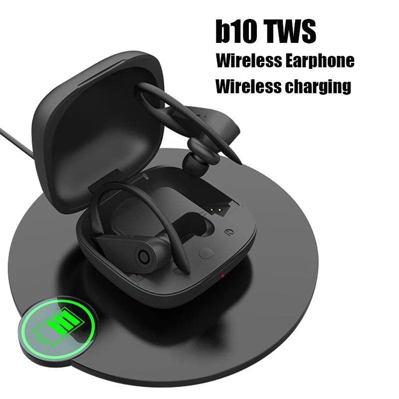 B10 TWS Wireless Bluetooth Earphone Sports Ear Hook Waterproof Earbuds with Wireless Charging Box for All Smart Phone
