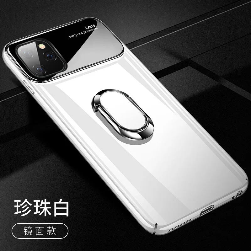 Для IPhone 11 Pro Max чехол 6,5 дюймов Xr Xs Роскошный Полный Корпус Жесткий ПК+ закаленное стекло бампер чехол с магнитом автомобильный держатель кольцо - Цвет: red