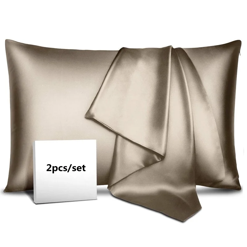 2pcs/set Emulation Silk Satin Pillow Case with Envelope Closure Bedding Pillowcase Throw Cover Various Colors to Choose | Дом и сад