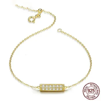 

Geometric Square Silver 925 Jewelry Chain Bracelet for Women Lobster Lock Luxury Wedding Statement Jewelry BSB036