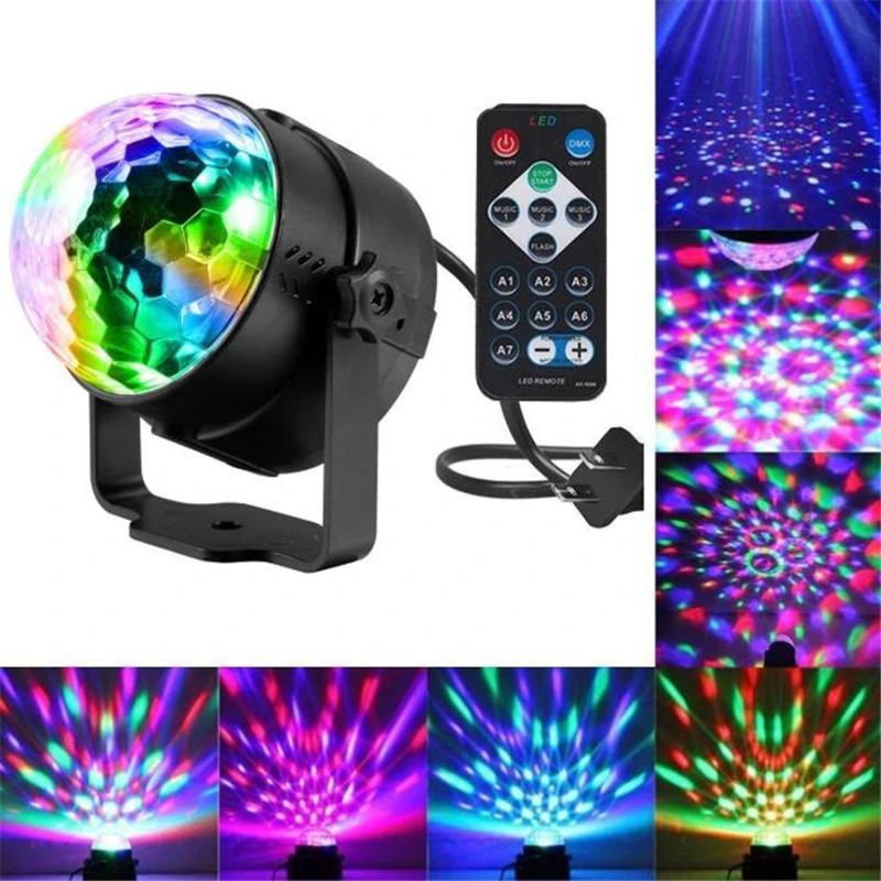 Голосовое управление RGB светодиодный сценический светильник хрустальный магический шар лазерный сценический светильник для дома вечерние диско DJ светильник s светящиеся вечерние принадлежности