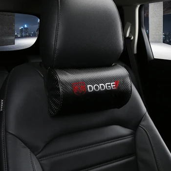 

1Pcs Car Neck Pillow Adjustable PU Leather Headrest Decoration For Dodge Challenger caliber journey Ram 1500 nitro Accessories