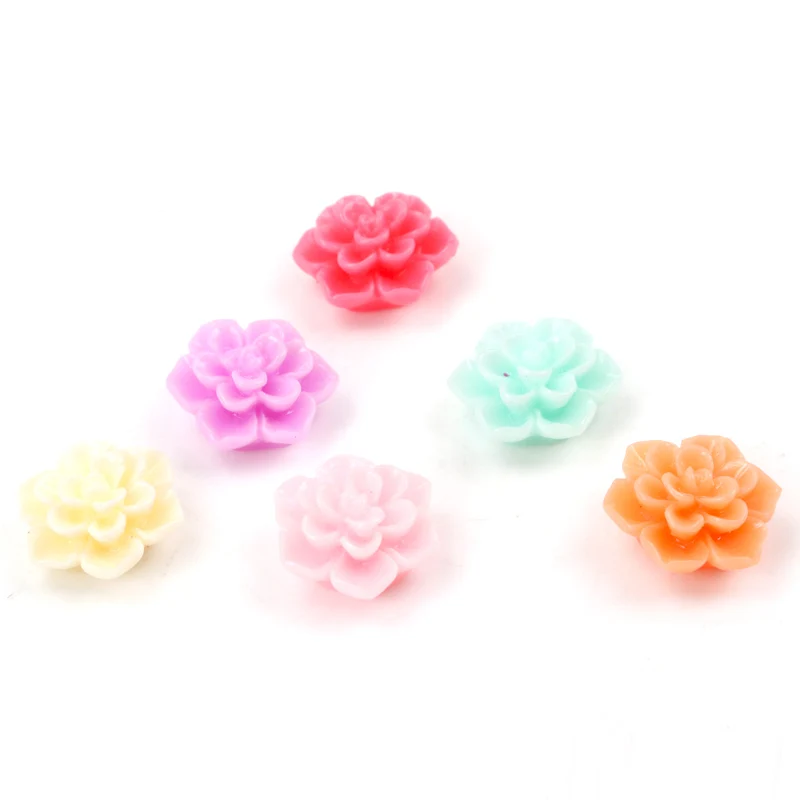 12mm 50PCS Fashion Candy Flower Flatback Resin Cabochons Scrapbook Craft DIY Phone Headwear Party Decorations Accessories