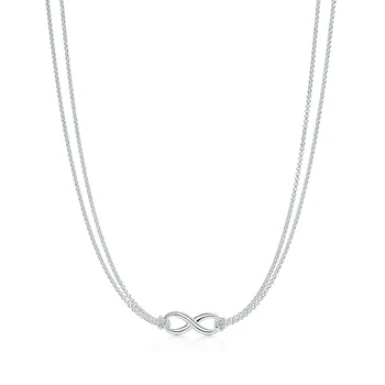

S925 High Quality Necklace Women Fashion Double Chain Infinite Necklace Ladies Jewelry Gift Free Shipping