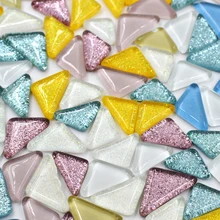 200 г/250 г разноцветная блестящая стеклянная мозаичная плитка оптом для детей ручной работы, мозаичное изготовление, сделай сам, стекло, искусство и ремесло, материал