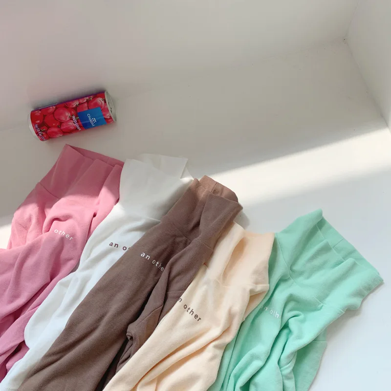 Toddler Baby Shirts Cotton Letter Long Sleeve Tops for Girls Boys Clothing High Collar Shirt Spring Autumn Casual Children Tees