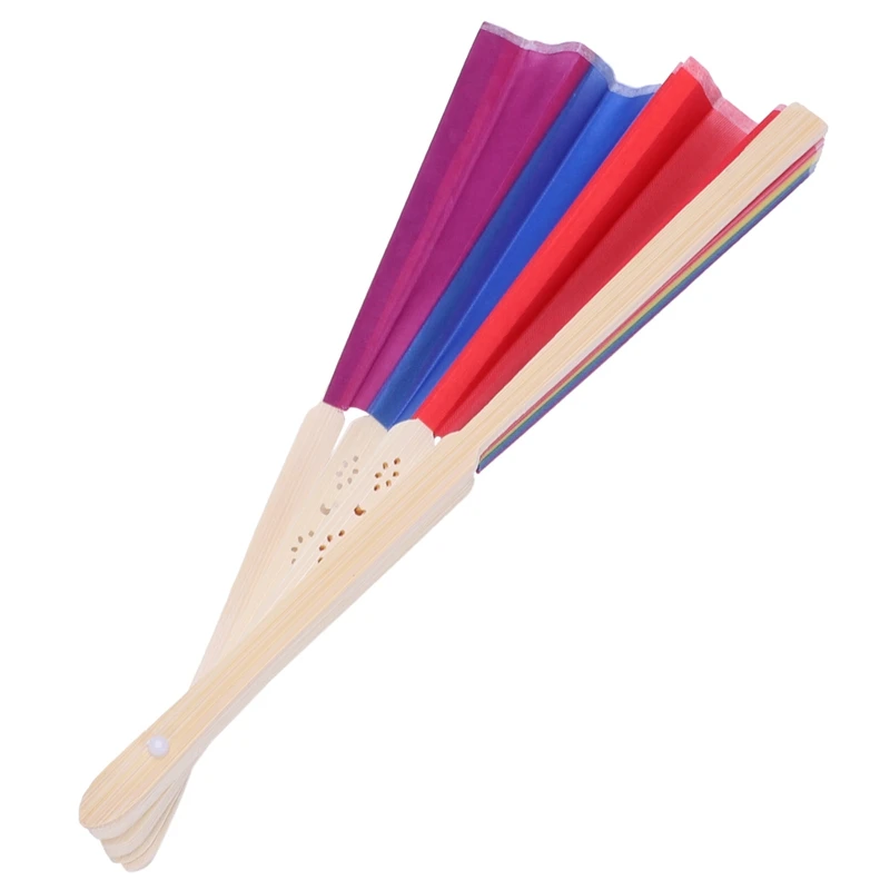 7-inch Bamboo Rainbow fan Folding Summer Accessory For Dance Decoration Wedding Birthday Party Gift Memory Rainbow