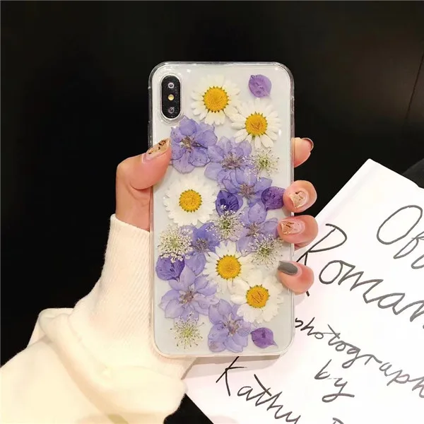 Qianliyao настоящий высушенный цветок ручной работы прозрачный прессованный чехол для телефона s для iPhone 11 Pro Max X XS Max XR 6 6S 7 8 Plus чехол мягкий чехол - Цвет: 22