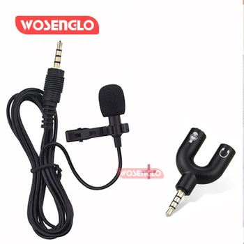 

2 in 1 Live Broadcast Set Small Voice Microphone Lavalier Eat Broadcast Interview K Song Mobile Microphone With Splitter