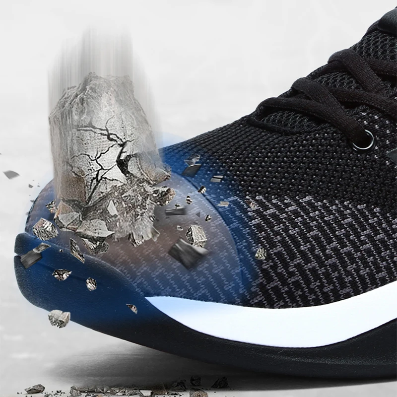 Мужская безопасная обувь со стальным носком, дышащая, Микропористая, Flyknit, Рабочая обувь, мужская, строительная, Светоотражающая полоса, 3M