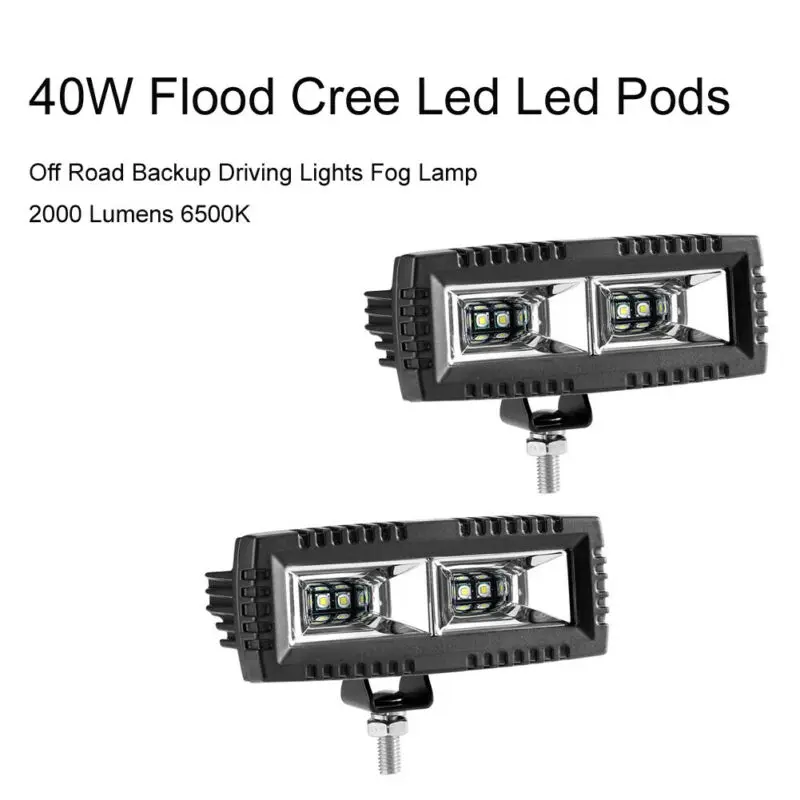 

2x 20W LED Work Light Square Cube Pods Offroad Fog Bumper Backup Driving Lights