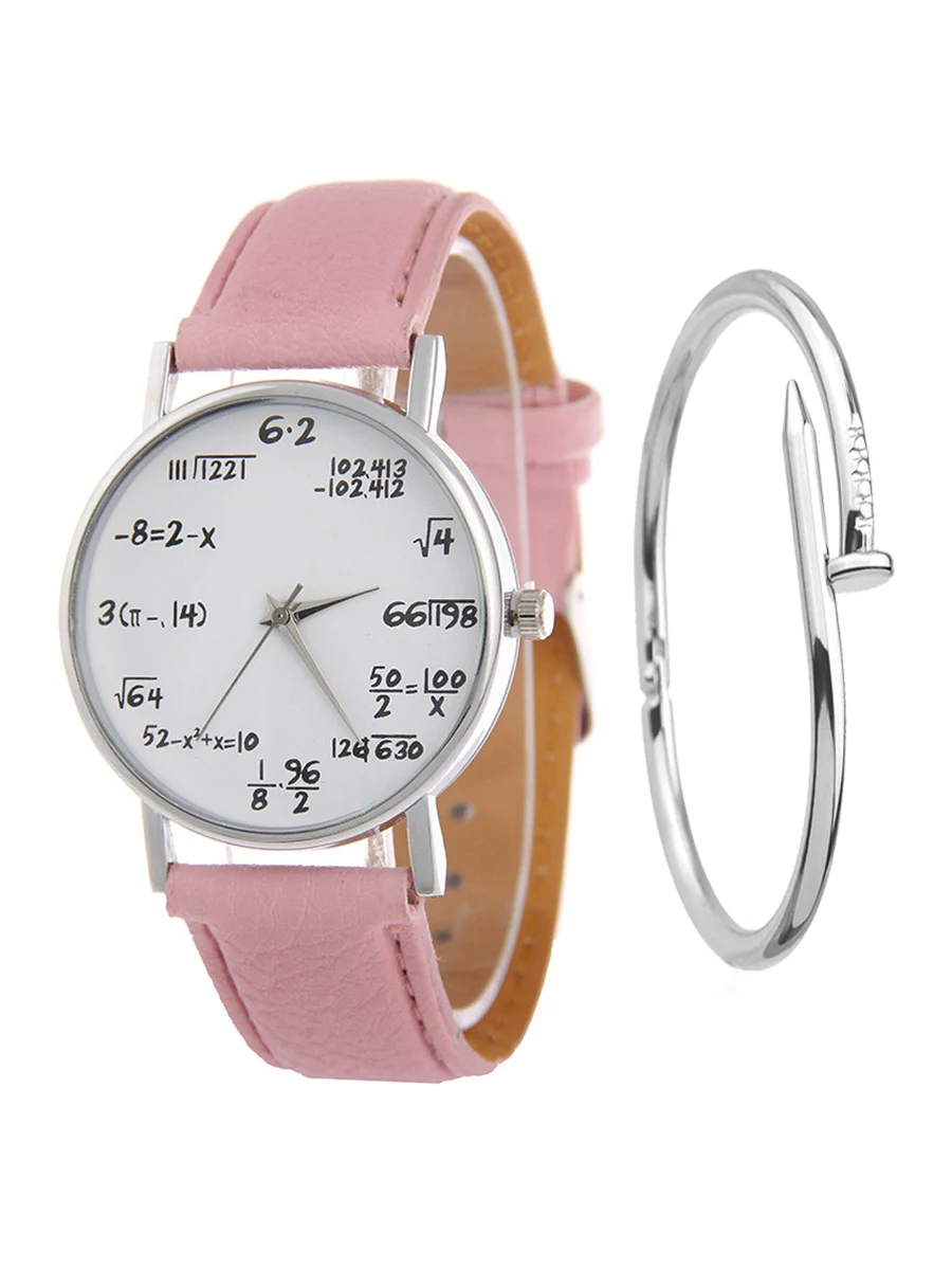 Ladies Watch Fashion Math Function Pattern Leather Band Alloy Analog Quartz Vogue women watches luxury bracelet watch