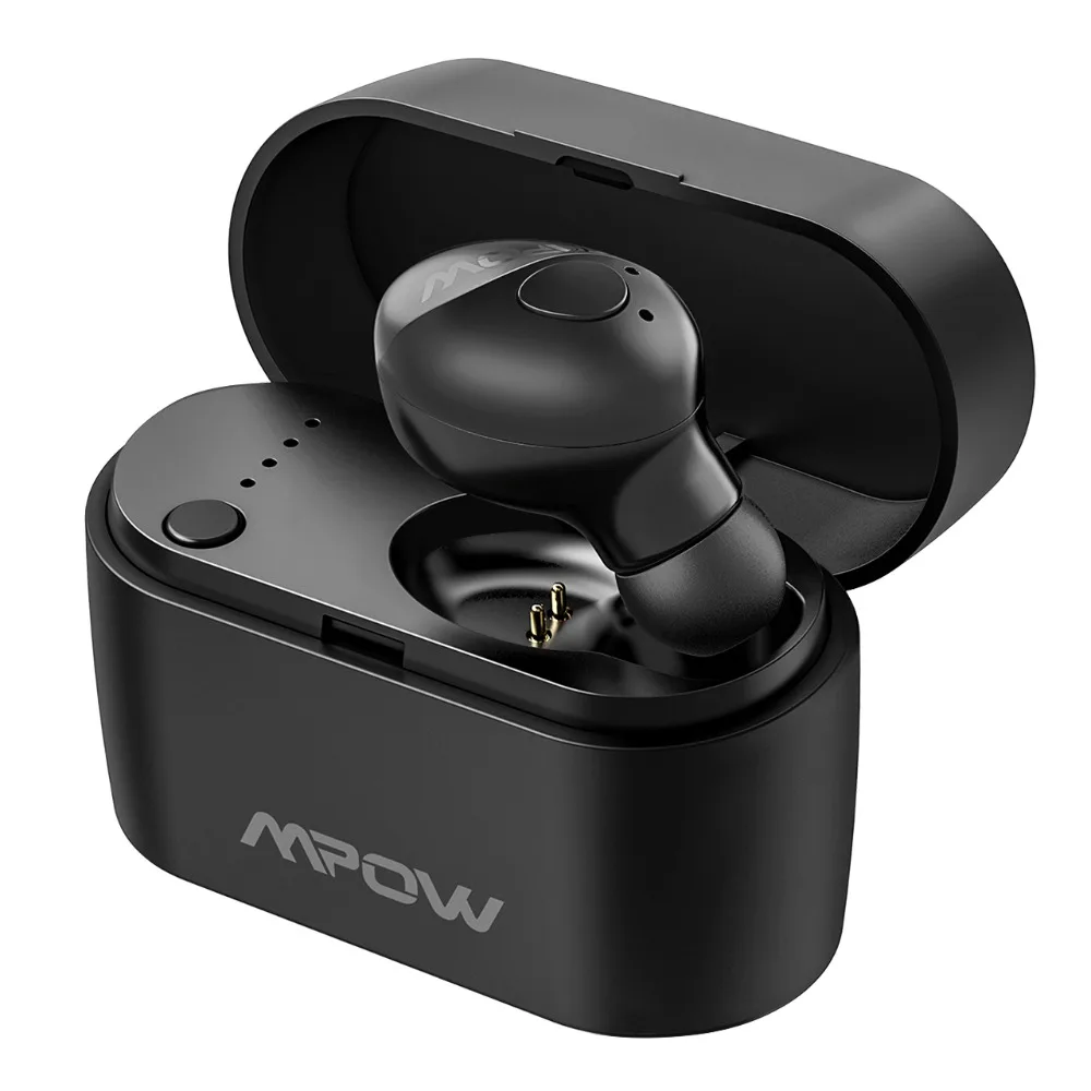 Mpow EM14 Bluetooth 5,0 вкладыши мини беспроводные вакуумные наушники один наушник с 400 мАч зарядным чехлом и микрофоном для iPhone XS/X/8/7
