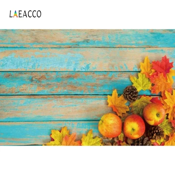 

Laeacco Faded Blue Wooden Board Maple Leaves Fruits Photography Backdrops Photo Backgrounds Autumn Party Photophone Photozone