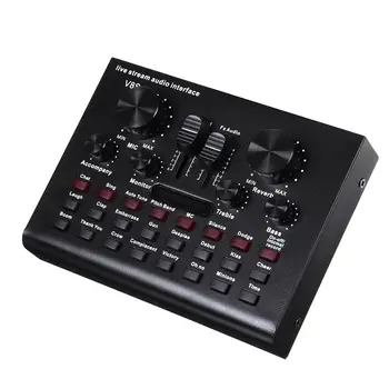 

V8S Bluetooth Audio USB Headset Microphone Webcast Live Sound Card 112 kinds of electric sound Broadcast for Phone Computer PC